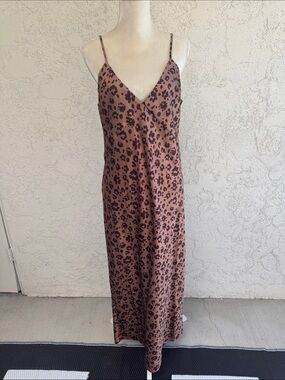 Leopard Print Slip Dress in satin Brown size XL